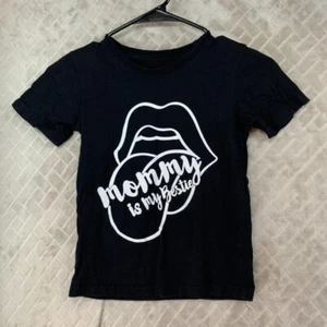 Girls 7 T Shirt Black Short Sleeve Graphic Print Mommy Is My Bestie - Picture 1 of 15