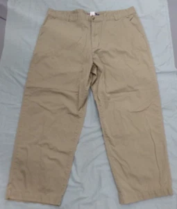 Chaps Men's Khaki Straight Fit Flat Front Pants Size 42x30 ~ EUC ~ 100% Cotton - Picture 1 of 3