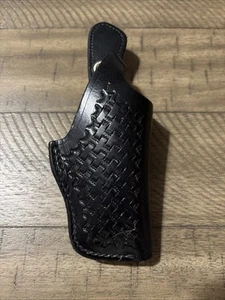 BUCHEIMER B200 RH BLACK LEATHER BASKET WEAVE FEDERAL MAN HOLSTER COLT - Picture 1 of 3