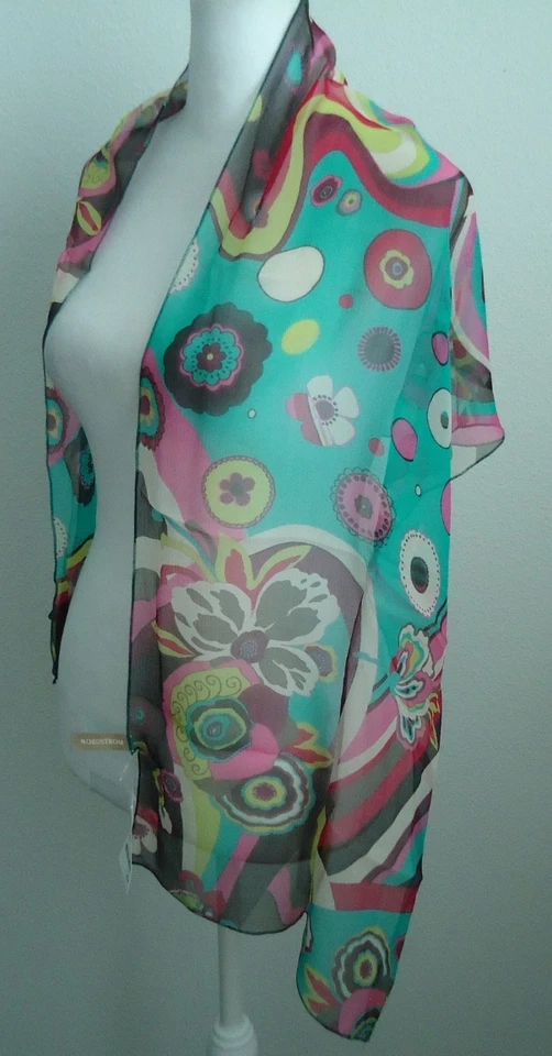 Bufanda larga de seda negra roja de colección NORDSTROM Mara 35A para mujer talla 55x15 pulgadas Foto 1 de 4