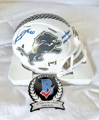 DETROIT LIONS NDAMUKONG SUH firmado SERVICIO DE SALUDO INSCRITO MINI CASCO BECKETT Foto 1 de 4