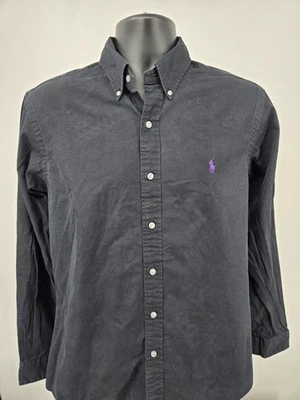 Camisa de Vestir Ralph Lauren Adulto Mediana Negra Manga Larga Preppy Ligera Hombres Foto 1 de 4