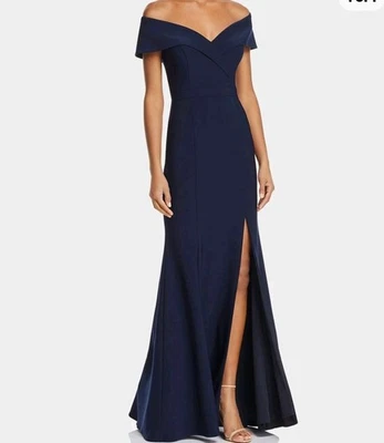 Vestido AQUA Un Hombro 4 Azul Marino Maxi Abertura Boda Evento Madre Novia Nuevo con Etiquetas Foto 1 de 4