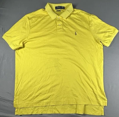 Polo Ralph Lauren Pima Suave Tacto Amarillo Para Hombre XXL Polo Color Poni Logo Foto 1 de 4