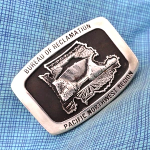 USDI Bureau Of Reclamation Pacific Northwest Region Dress Belt Buckle Vtg.GMP636 - Picture 1 of 12