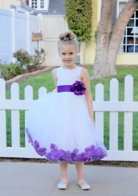 New Floral Lace Rose Petals Flower Girl Dress Toddler Dress Baptism dresses 185T - Image 1 of 2
