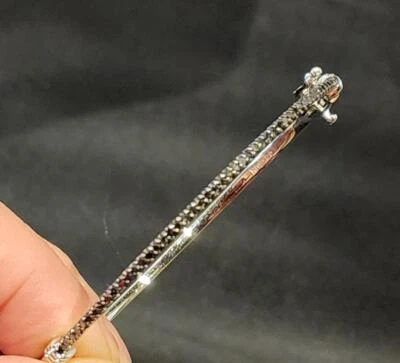 Nuevo brazalete brazalete de diamantes negros naturales de plata de ley .925 0,50 cttw - nuevo sin etiquetas Foto 1 de 3