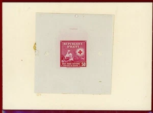 Haiti 1945 #367, Die Proof on Card, Nurse & Wounded Soldier, Red Cross, ABNC - Picture 1 of 1