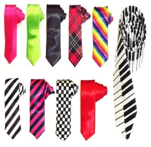 Corbata de cuello tartán a cuadros a rayas lisas para hombre accesorio de disfraz para adultos - Imagen 1 de 28