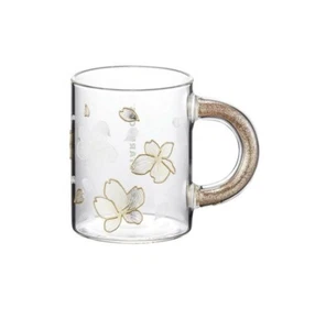 Starbucks korea 2022 22 Cherry blossom gold glitter handle glass 355ml - Picture 1 of 3