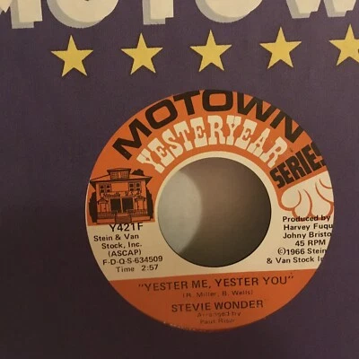 STEVIE  WONDER  7"  SINGLE , YESTER ME , YESTER YOU, YESTERDAY / MY CHERIE AMOUR Foto 1 de 2