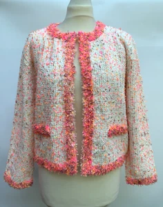 Zara Confetti Tweed Strickjacke Creme Rosa Größe L Ref 3597 012 - Imagen 1 de 5