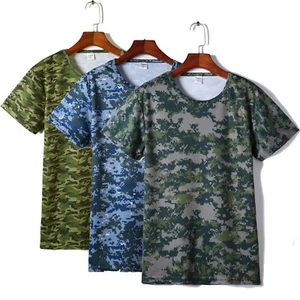 Kids Boys Short Sleeve T-Shirts Camouflage Rash Guard Quick-Drying Athletic Tops - Picture 1 of 37