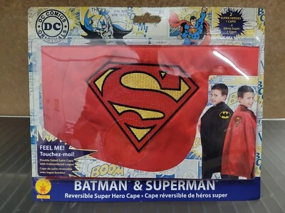 DC Comics Batman & Superman Kids Reversible Super Hero Cape 2 in 1 Rubies 32033 - Image 1 of 2