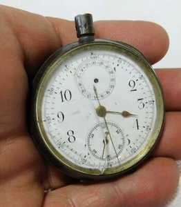 VINTAGE POCKET WATCH SILVER 935 CASE CHRONOMETER, OPEN FACE, FOR RESTORE NO WORK - Picture 1 of 12