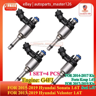 Inyector de combustible 4 piezas G4FJ 35310-2B120 para Hyundai Veloster Sonata 2012-2019 1,6T Foto 1 de 4