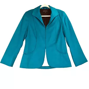Lafayette 148 Loro Piana 100% Cashmere Blazer Teal Blue Womens 10 Pick Stitched - Picture 1 of 9