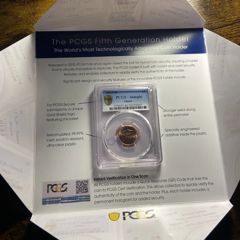2015 D PCGS Lincoln Shield Cent 1c Penny US Mint Coin Sample Slab - PCGS Sleeve Cover