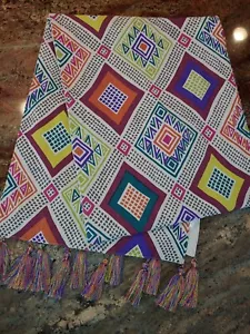 Runner da tavolo World Market Cost Plus colorato geometrico cotone nappe 16x86" - Foto 1 di 6
