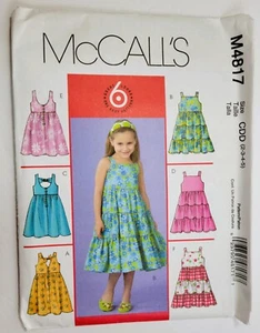 2005 McCalls Sewing Pattern 4817 Girls Spring or Summer Dresses 2-3-4-5 Uncut - Picture 1 of 4
