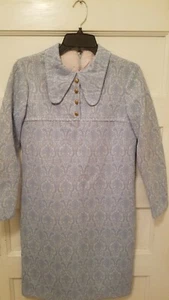 Vintage It's Better Ladies Size 10 Blue & Beige Double Knit Textured Dress - Picture 1 of 7