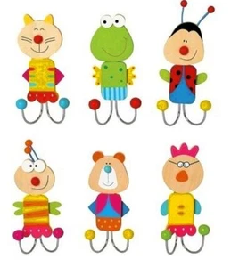 Doppel-Kleiderhaken Tiere 6 Stück sortiert verschiedene Motive - Picture 1 of 1