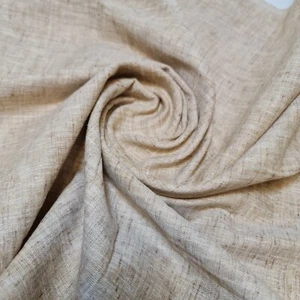 100% Cotton Lenin Fabric Light Brown Shot Mélange Dress Craft Material 58" Meter - Picture 1 of 4