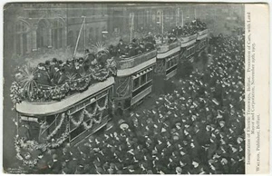 INAUGURATION OF ELECTRIC TRAMWAYS, BELFAST 1905, TRAM - Co Antrim Postcard - Picture 1 of 2