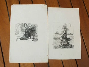 Lot 2 Gravures Anglaises Jeune Fille d'après Swain N°10 - Foto 1 di 6