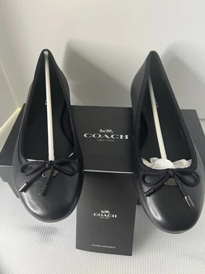 Coach Lara Napa Black Leather Ballet Flats Size 9.5 NIB - Image 1 of 4