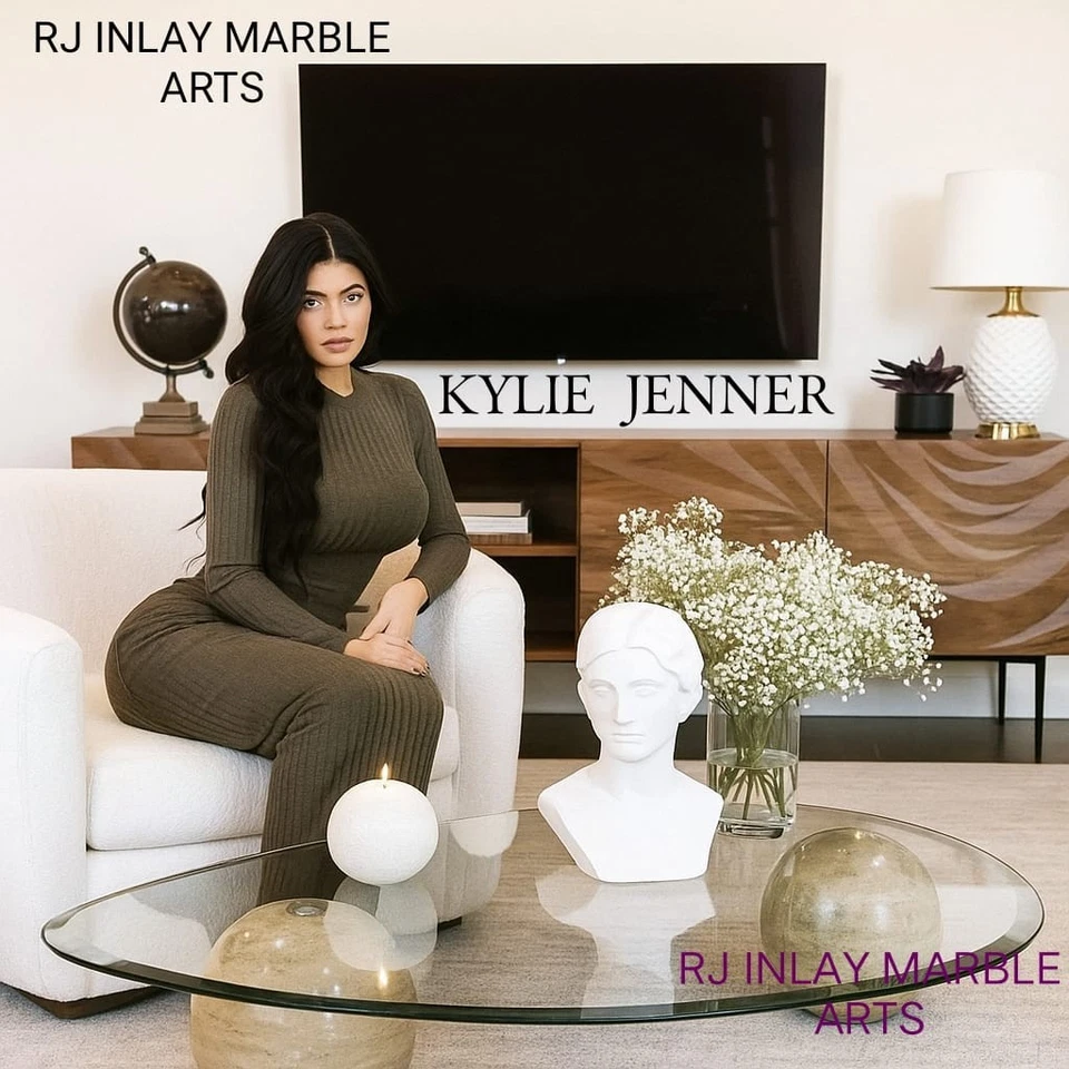 Luxury Glass Coffee Table with Ball Base | Sveti Curved Glass Coffee Table Decor - Image 1 of 4