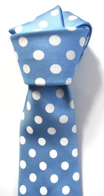 Turnbull & Asser Classic Sky Blue, White Polka Dot Silk Tie Made in England £185 — 第 1/3 张图片