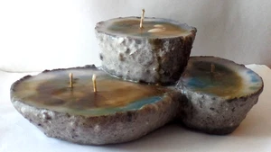 New OOAK 4-Wick Triple Sand Casted Unscented Freeform Abstract Art CANDLE (r) - Picture 1 of 6