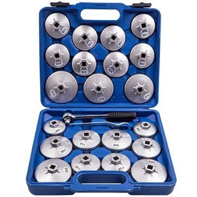 23PC Oil Filter Removal Cap Wrench Socket Ring Spanner Tool Kit Aluminium - Image 1 of 4
