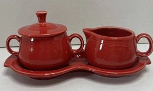 Fiesta Ware Scarlett Red Creamer & Sugar Bowl 4 Piece Set No chips - Picture 1 of 16