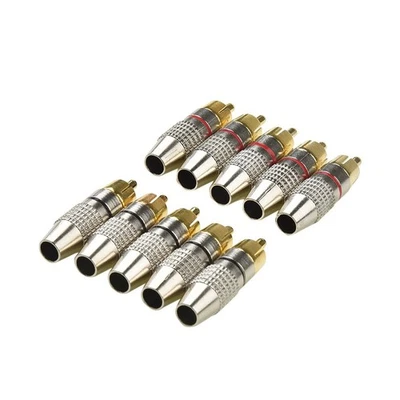 10pcs For RCA Male Locking Cable Connectors for Audio Video Gold Plated Metal - Image 1 of 4