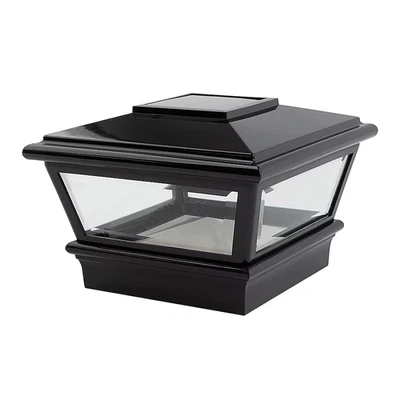 Deckorators 4" x 4" Solar LED 6500k Black Deck Post Cap Light