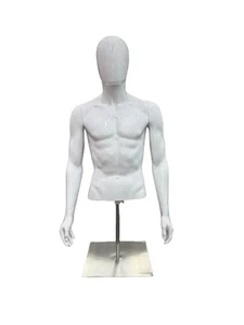 Male Half body plastic Mannequin with stand Display tops on table, Gold & White - Picture 1 of 5