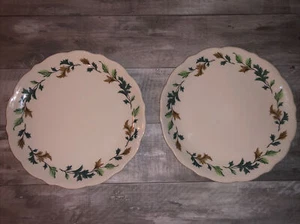 Vintage Syracuse China 2 Dinner Plates Fall Leaves Pattern Made In USA 97-D - Picture 1 of 4