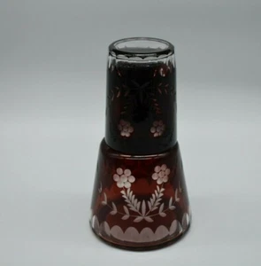 Decantador y taza floral rojo rubí checo corte para limpiar 8-1/4" de 8-1/4 - Imagen 1 de 11