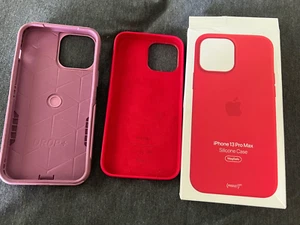Apple iPhone 13 Pro Max And OTTERBOX Commuter Case Red Apple Silicone MagSafe - Photo 1 sur 6