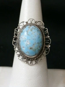 Anillo grande vintage de plata esterlina turquesa del suroeste. Hacer oferta #986 - Imagen 1 de 7