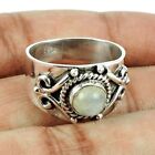 Gift For Women Band Ring Size 8 925 Silver Natural Rainbow Moonstone Gemstone R5