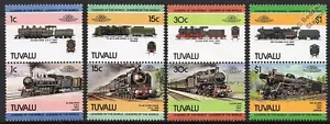 1984 TUVALU Set #3 Train Locomotive Railway Stamps (Leaders of the World) - Picture 1 of 1