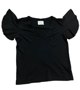 Camiseta Anthropologie t.la Jet negra delgada aleteo talla pequeña - Imagen 1 de 7