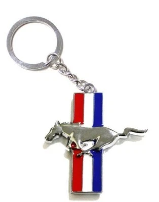 Ford Mustang Logo Silver Metal Keychain Key Chain Ring Roush Performance Racing - Image 1 of 2