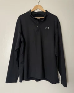 MEN'S UNDER ARMOUR LOCKER L/S QUARTER Zip BLACK XXL - Picture 1 of 4