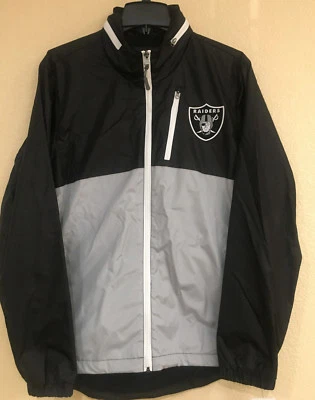 Oakland RAIDERS 轻质全拉链夹克,衣领内隐藏帽 -NFL — 第 1/4 张图片