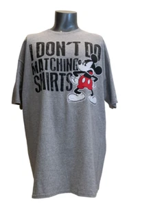 Disney Mens Size 2XL Gray Mickey Mouse " I Don't Do Matching Shirts" T-Shirt - Picture 1 of 7