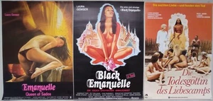 LAURA GEMSER Emanuelle / Die Todesgöttin des Liebescamps 3x Kinoplakate GEROLLT - Picture 1 of 4